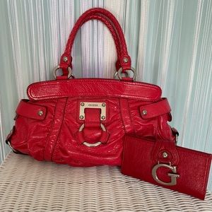 Guess Red Shoulder Bag with Wallet Set